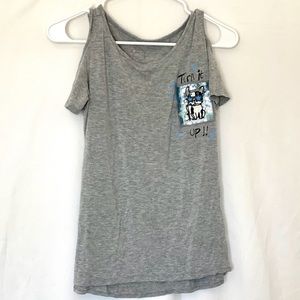 Justice Light Grey Short Sleeved Exposed Shoulder Shirt